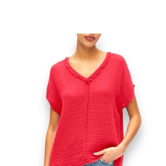 Michael Stars Draya Gauze V-Neck Top Salsa Red Size Small
New With Tags - Picture 7 of 7